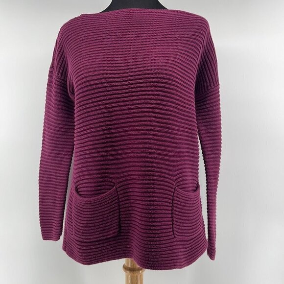 Vince Camuto Plum Burgundy Purple Long Sleeve Tunic Pull Over Sweater SM - Picture 4 of 7